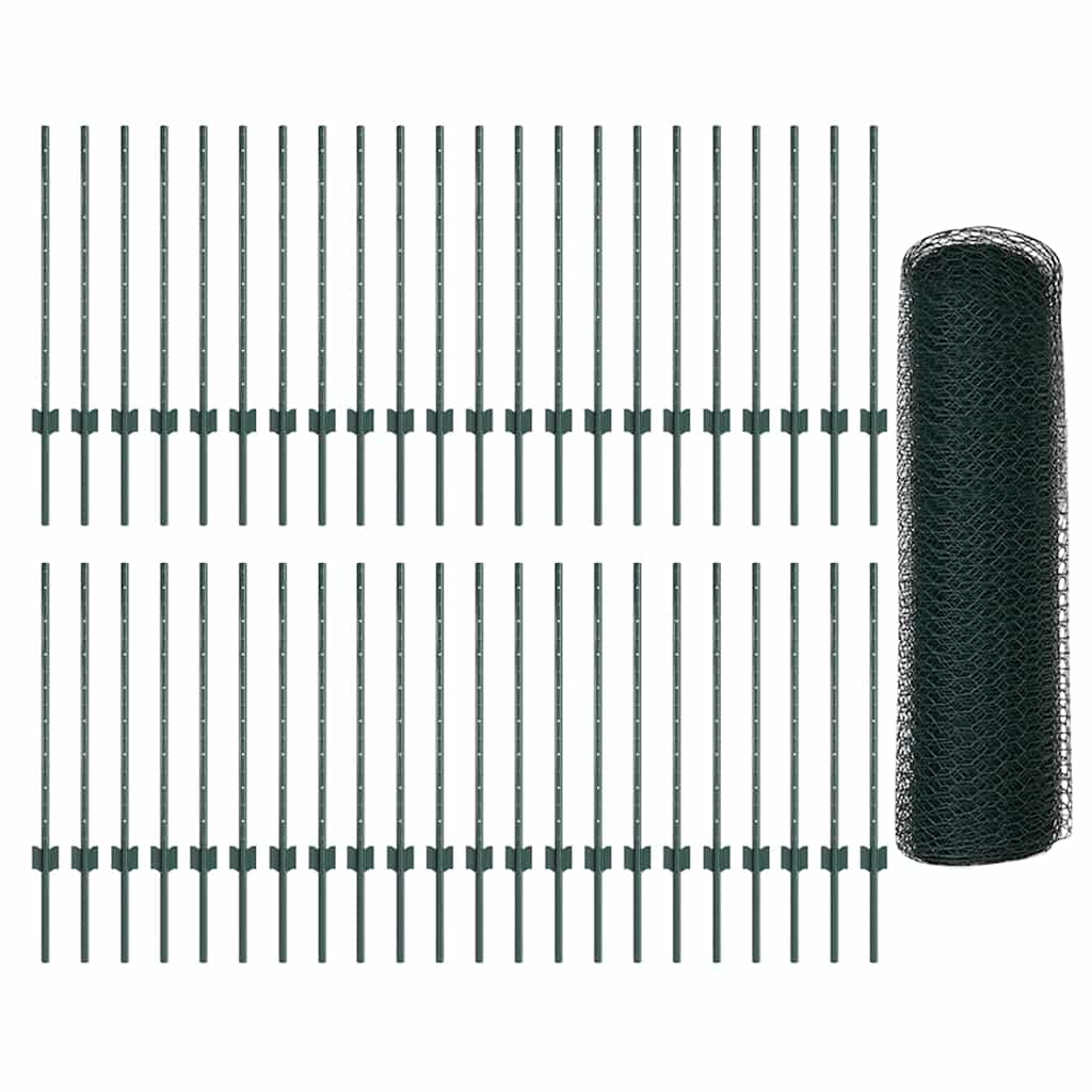 vidaXL Εξαγωνική Φράχτη με Στύλο 100 x 0,8 μ PVC-Επικαλυμμένο Ατσάλι