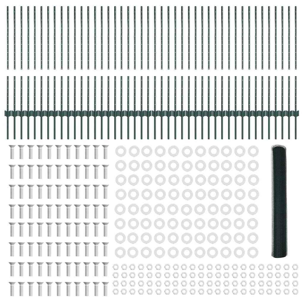 Πόλοι Φράκτη vidaXL 11 τεμ U-Channel Πράσινοι 100 εκ. Ατσάλι