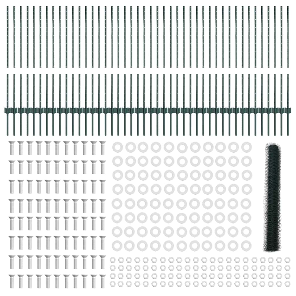 vidaXL Εξαγωνική Φράχτη με Στύλο 100 x 1 μ PVC-Επικαλυμμένο Ατσάλι