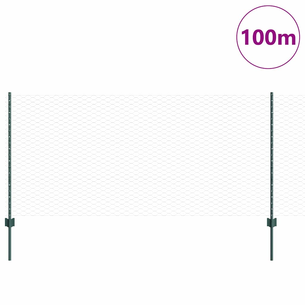 vidaXL Εξαγωνική Φράχτη με Στύλο 100 x 1 μ PVC-Επικαλυμμένο Ατσάλι