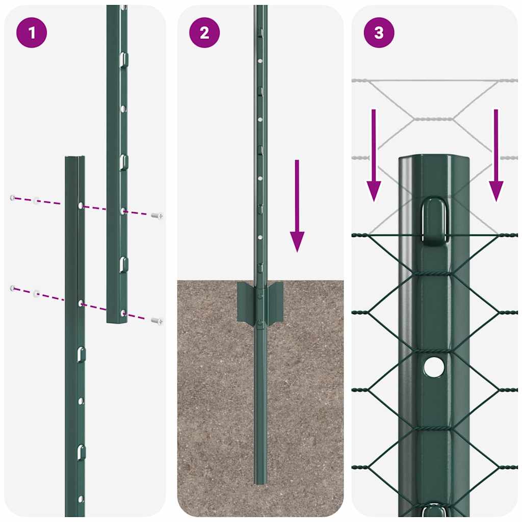 vidaXL Εξαγωνική Φράχτη με Στύλο 100 x 1,2 μ PVC-Επικαλυμμένο Ατσάλι