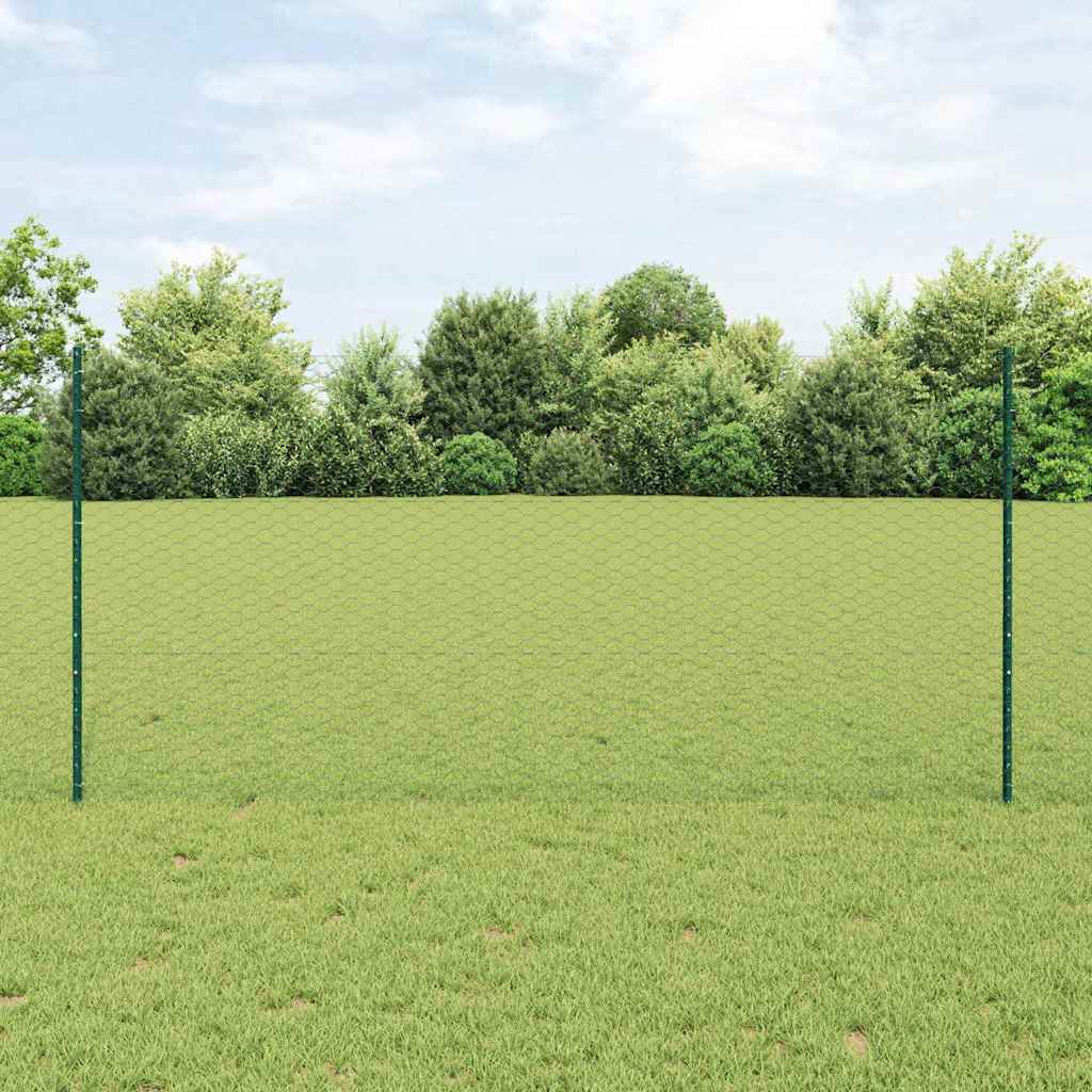 vidaXL Εξαγωνική Φράχτη με Στύλο 100 x 1,2 μ PVC-Επικαλυμμένο Ατσάλι