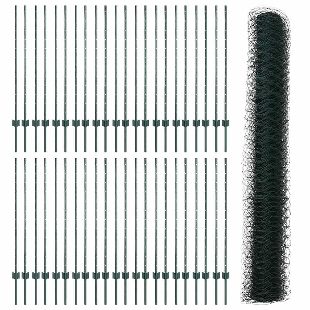 vidaXL Εξαγωνική Φράχτη με Στύλο 100 x 1,2 μ PVC-Επικαλυμμένο Ατσάλι