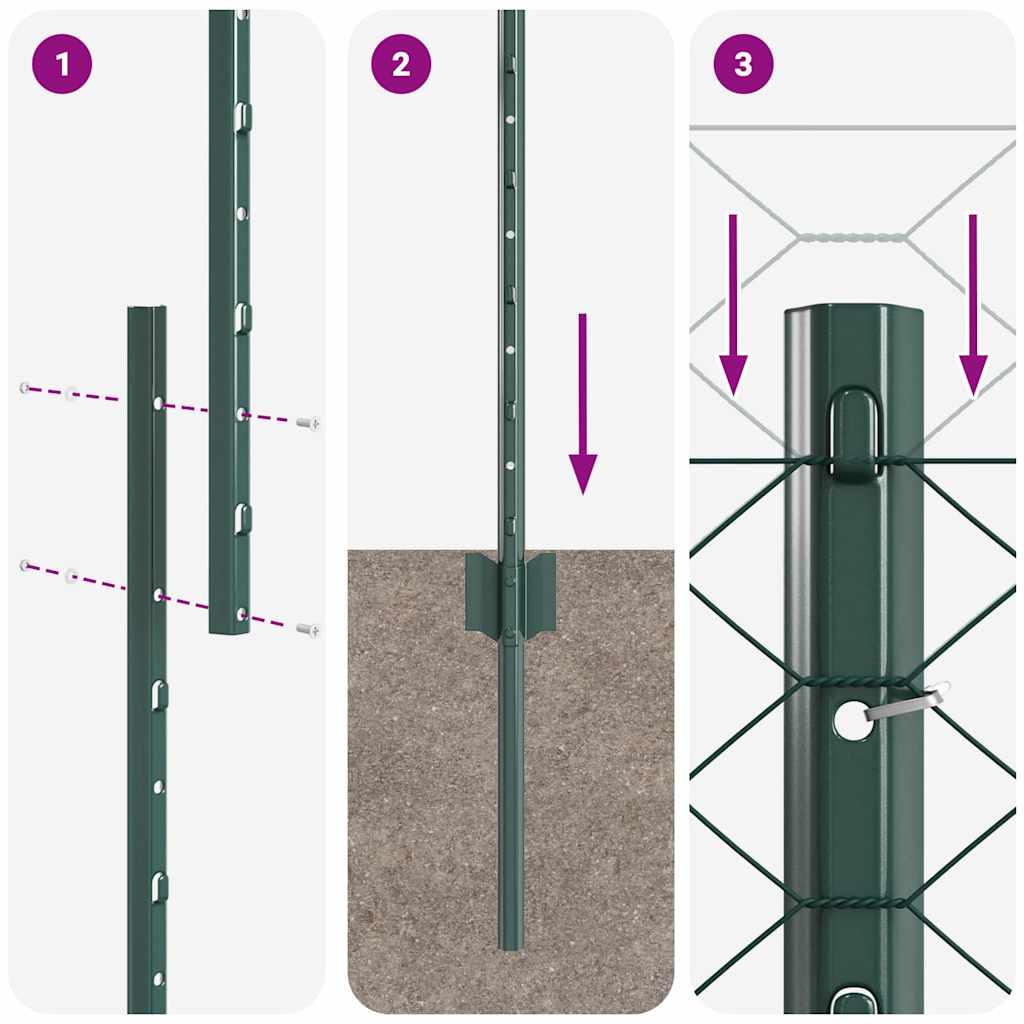 vidaXL Εξαγωνική Φράχτη με Στύλο 100 x 1,2 μ PVC-Επικαλυμμένο Ατσάλι