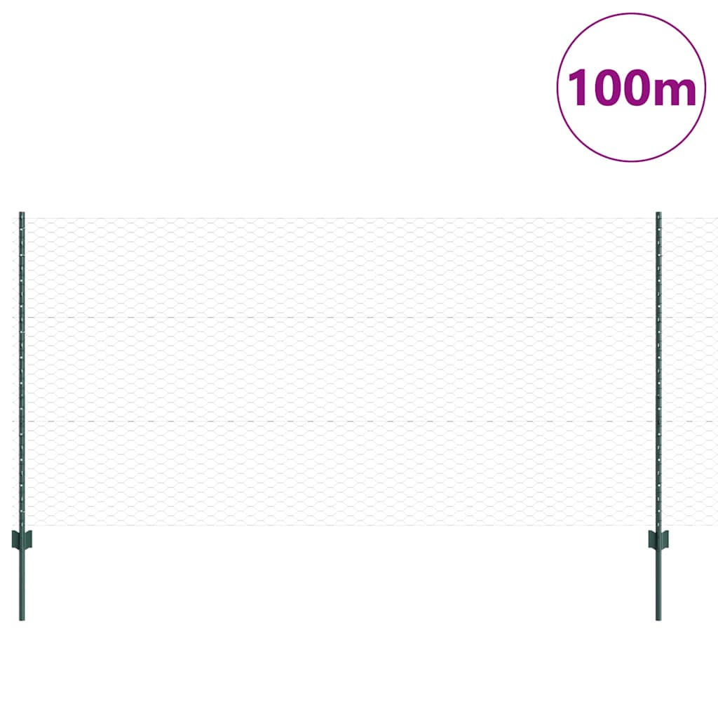 vidaXL Εξαγωνική Φράχτη με Στύλο 100 x 1,2 μ PVC-Επικαλυμμένο Ατσάλι