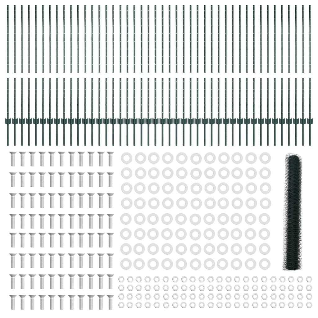 vidaXL Στηλοί Φράχτη 11 τεμ U-Channel Πράσινο 120 cm Χάλυβας