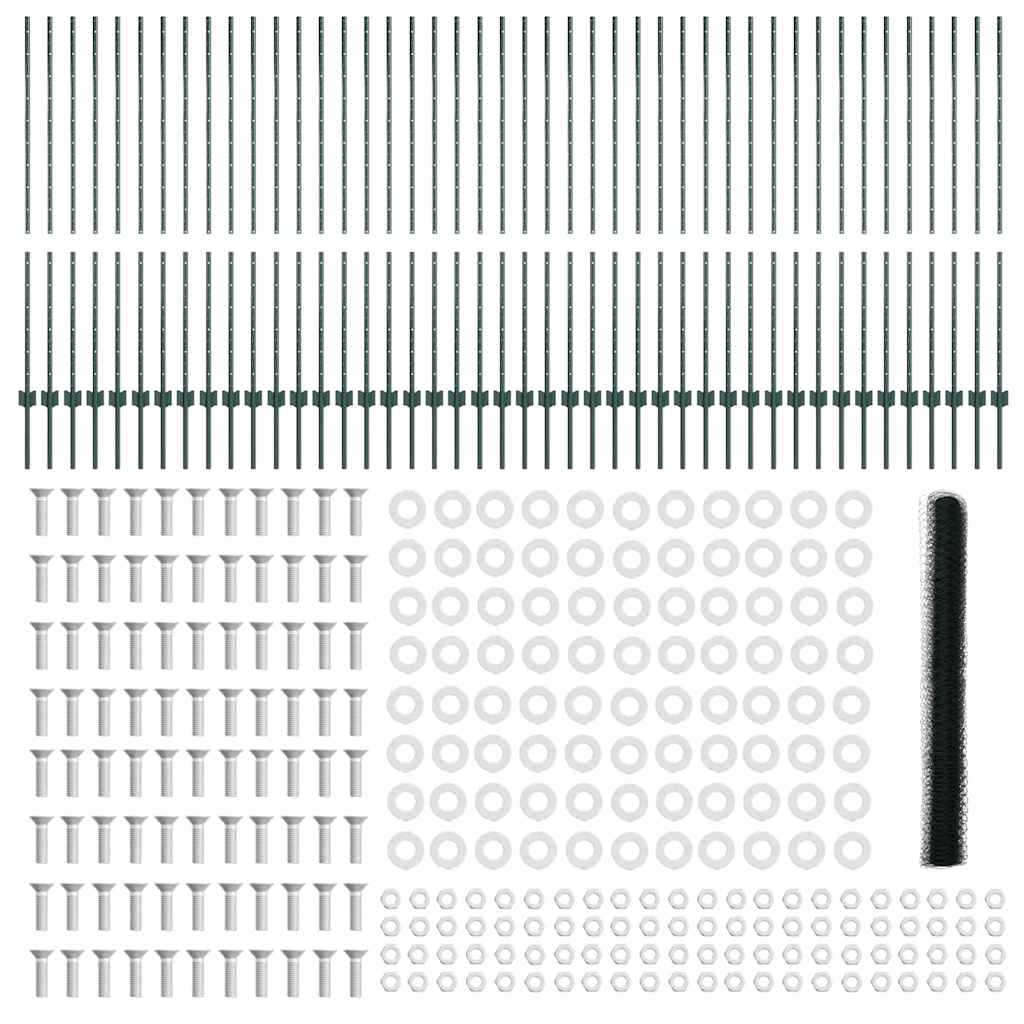Φράκτες vidaXL Posts 11 τεμ. U-Channel Πράσινο 140 εκ. Ατσάλι