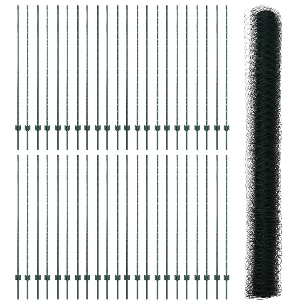 Φράκτες vidaXL 11 τμχ U-Channel Πράσινος 150 εκ Μέταλλο