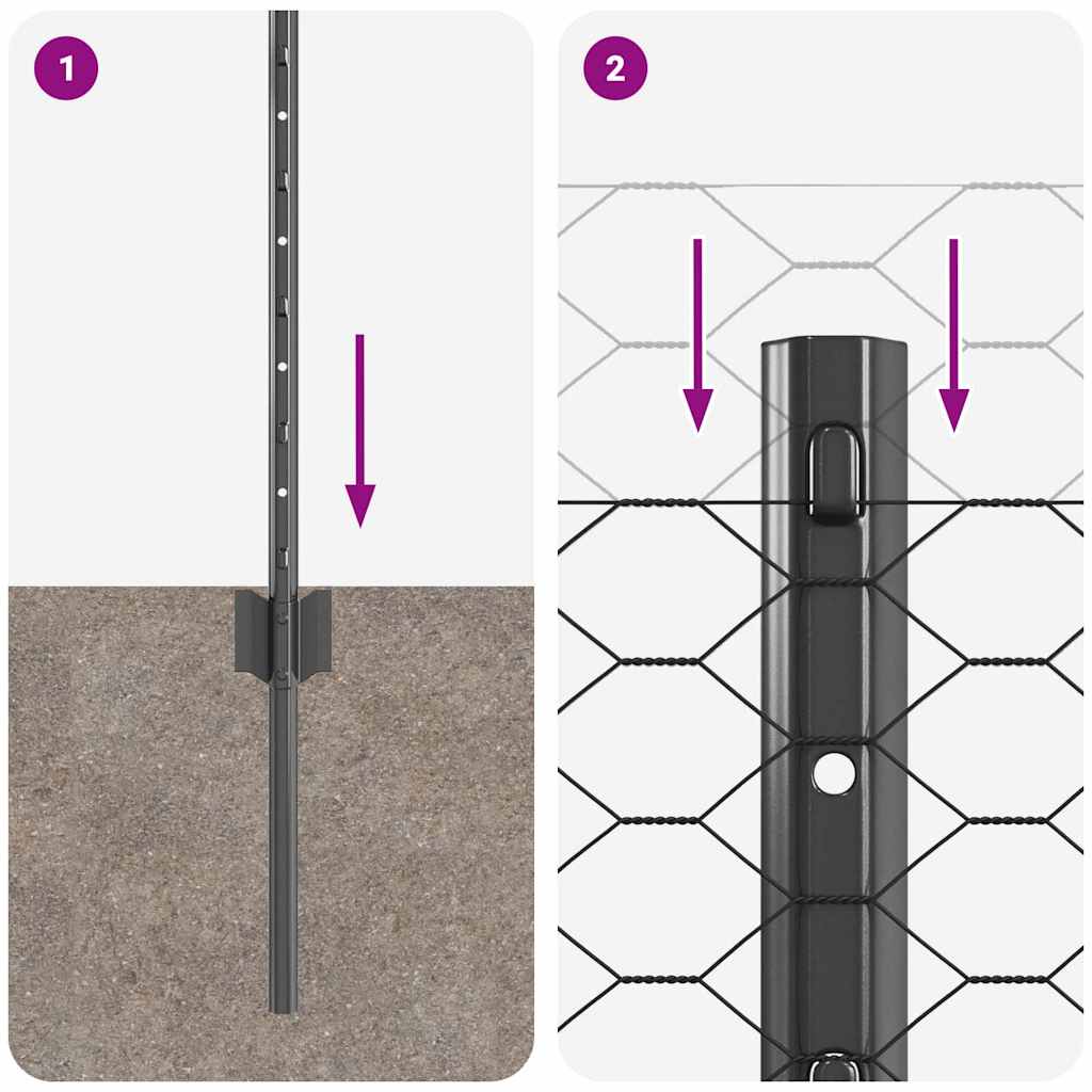 vidaXL Φράχτης με Στήλες. Γκρι 0.6 x 10 μ Ατσάλι