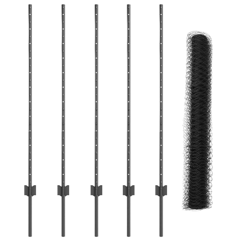 vidaXL Πόλοι Φράχτη 10 τεμ U-Channel Γκρι 120 εκ. Χάλυβας