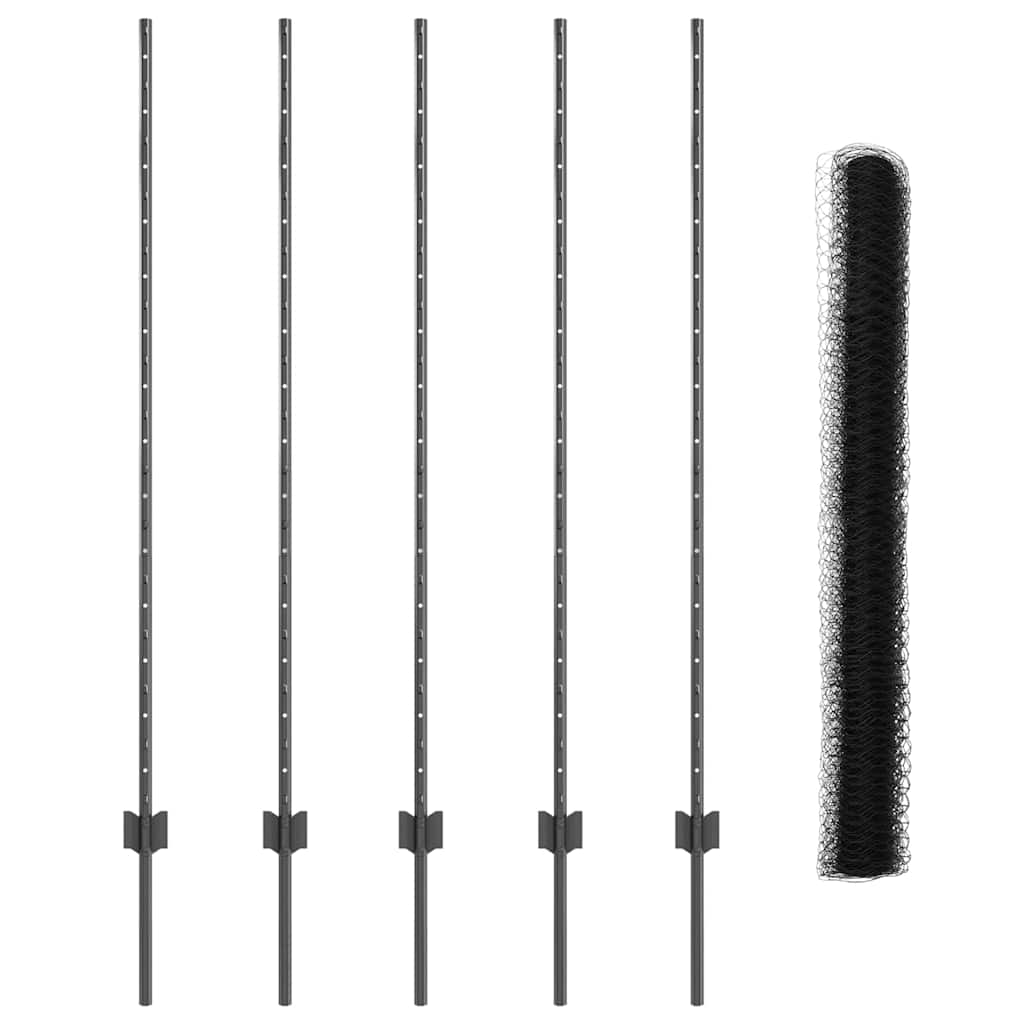 vidaXL Πόλοι Φράχτη 10 τμχ U-Channel Γκρι 140 εκ Ατσάλι