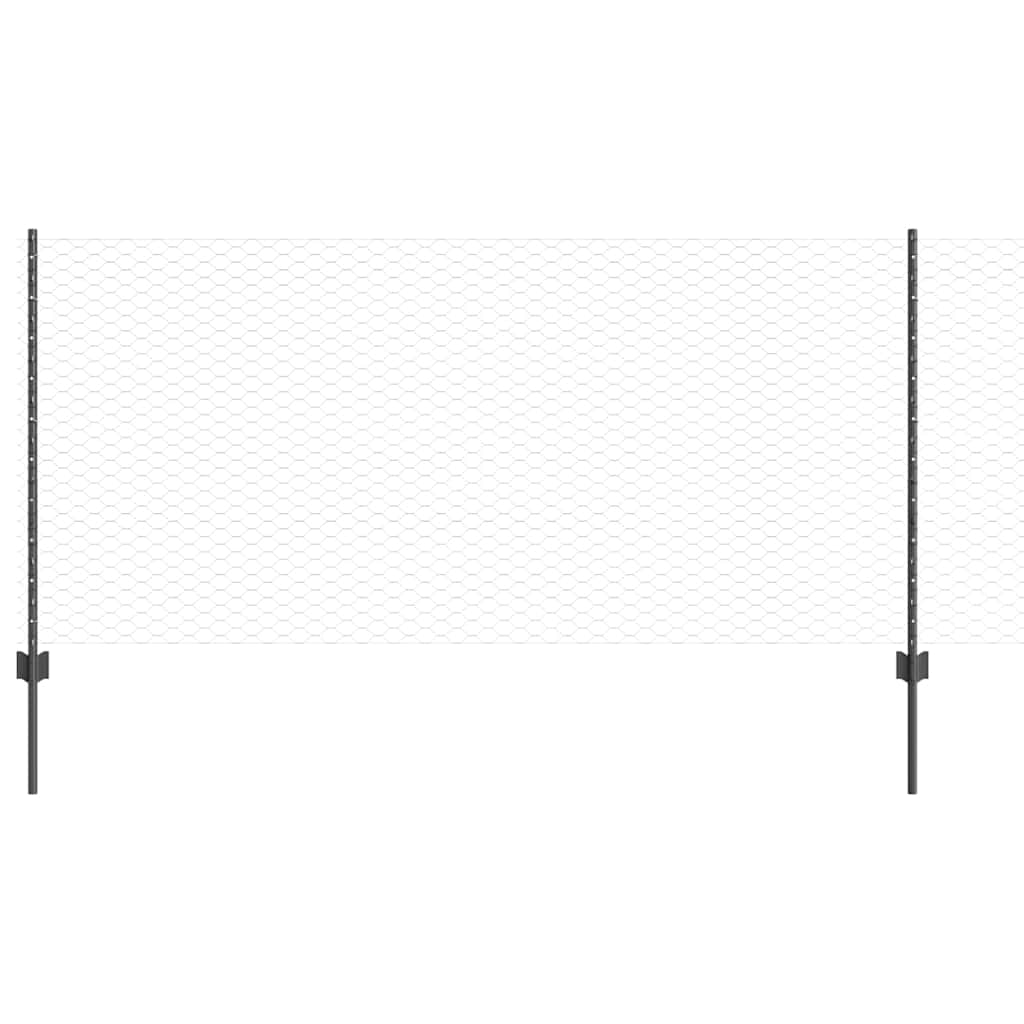 vidaXL Εξαγωνική Φράχτης με 22 U Στην Ξύλινη Γκρι 1x25 μ Χάλυβα