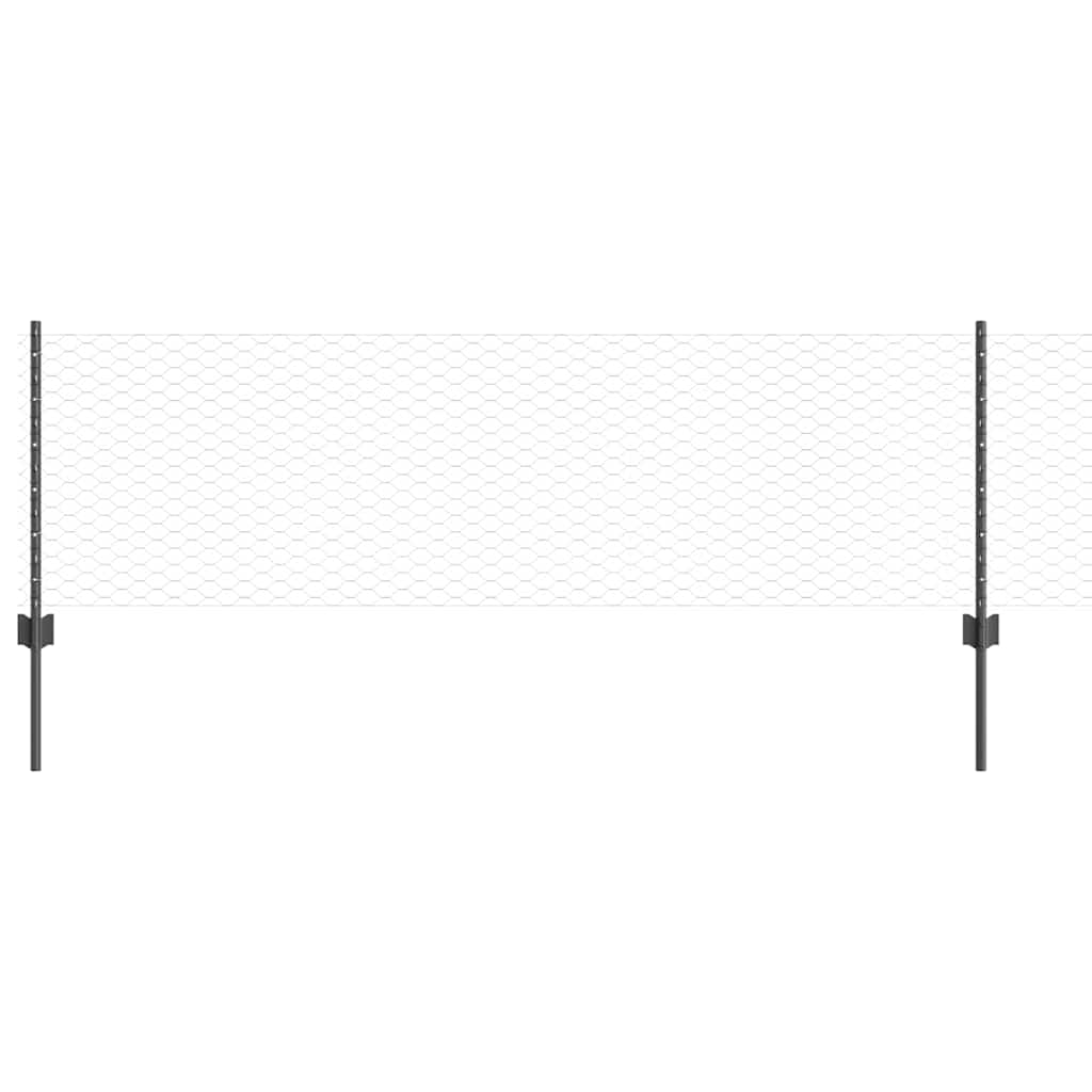 vidaXL Εξαγωνική Φράχτη με Στύλο 50 x 0,6 μ PVC-Επικαλυμμένο Ατσάλι