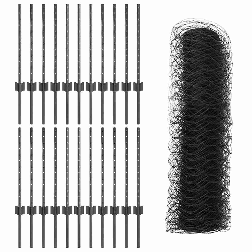 vidaXL Εξαγωνική Φράχτη με Στύλο 50 x 0,6 μ PVC-Επικαλυμμένο Ατσάλι