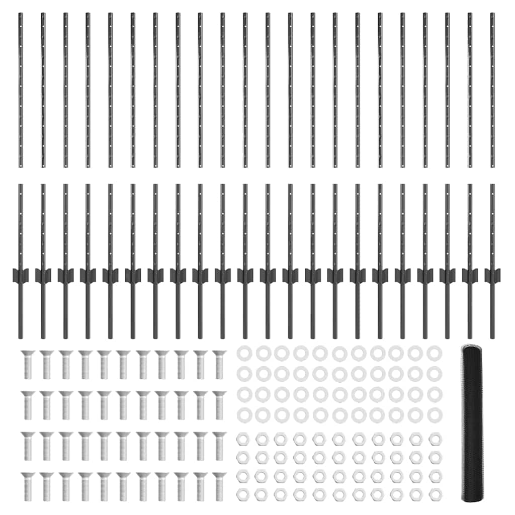 vidaXL Πόλοι Φράχτη 22 τμχ U-Channel Γκρι 100 εκ. Χάλυβας