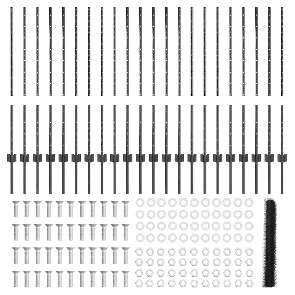 22 Πόλοι Φράχτη U-Channel Γκρι 100 εκ Χάλυβας