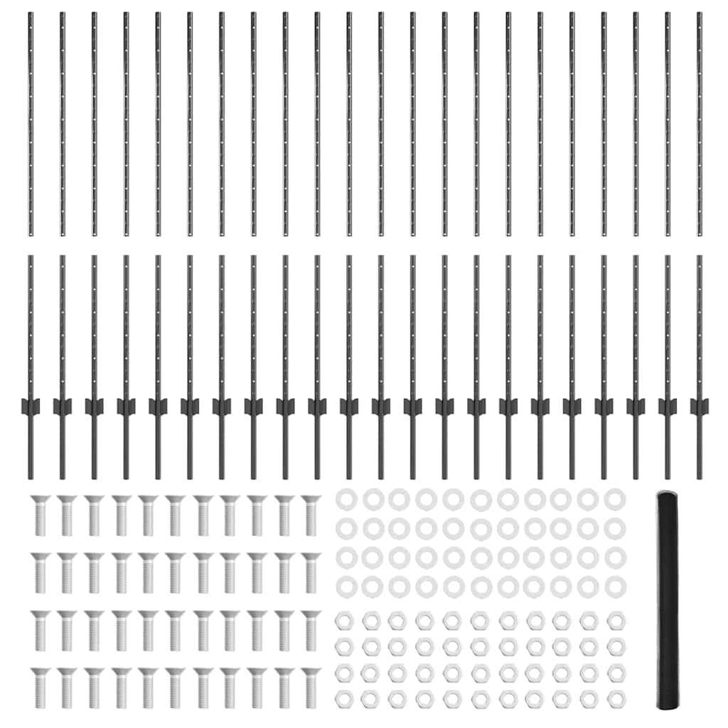 vidaXL Στήλες Φράχτη 22 τεμ U-Channel Γκρι 140 εκ Ατσάλι