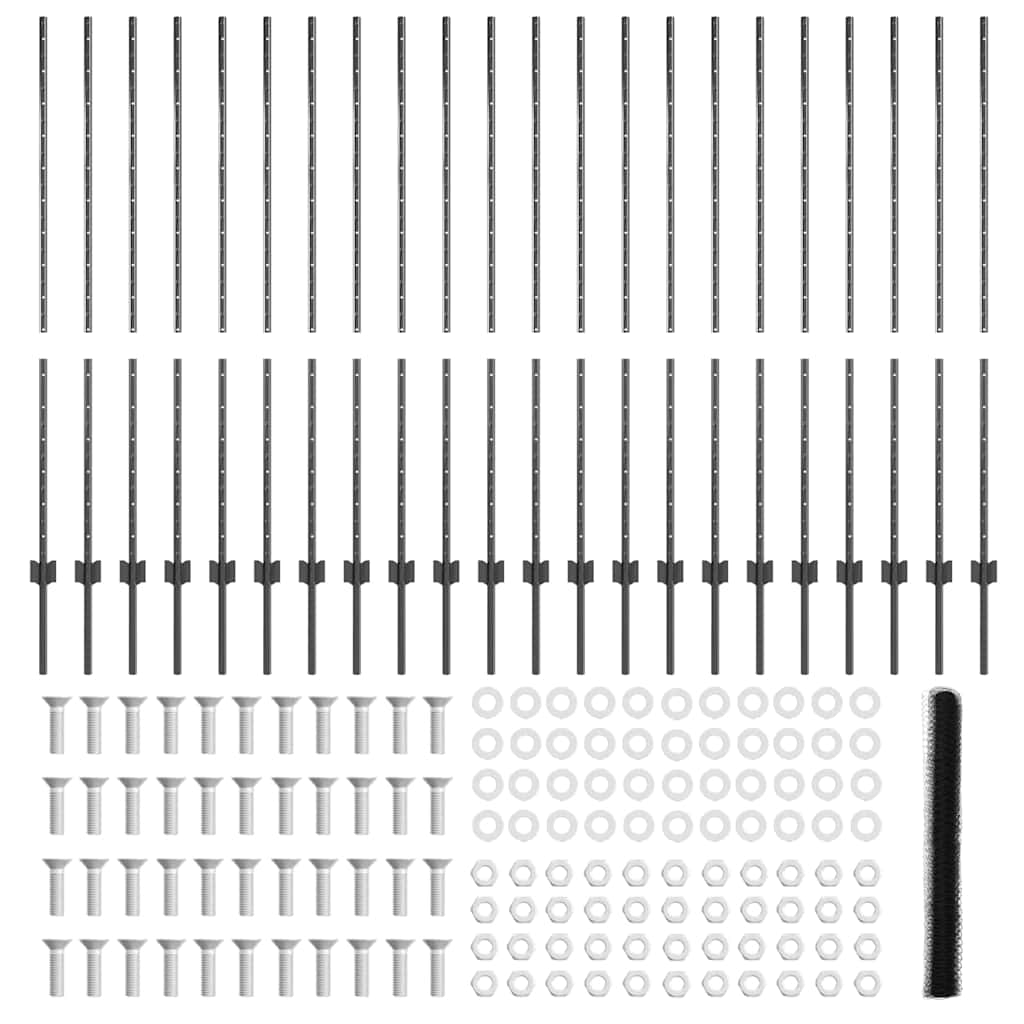 Πόλοι φράχτη vidaXL 22 τμχ U-Channel Γκρι 140 εκ Ατσάλι