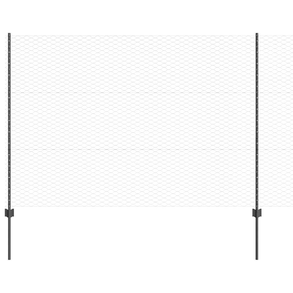 vidaXL Εξαγωνική Φράχτη με Στύλο 50 x 1,5 m PVC-Επικαλυμμένο Ατσάλι