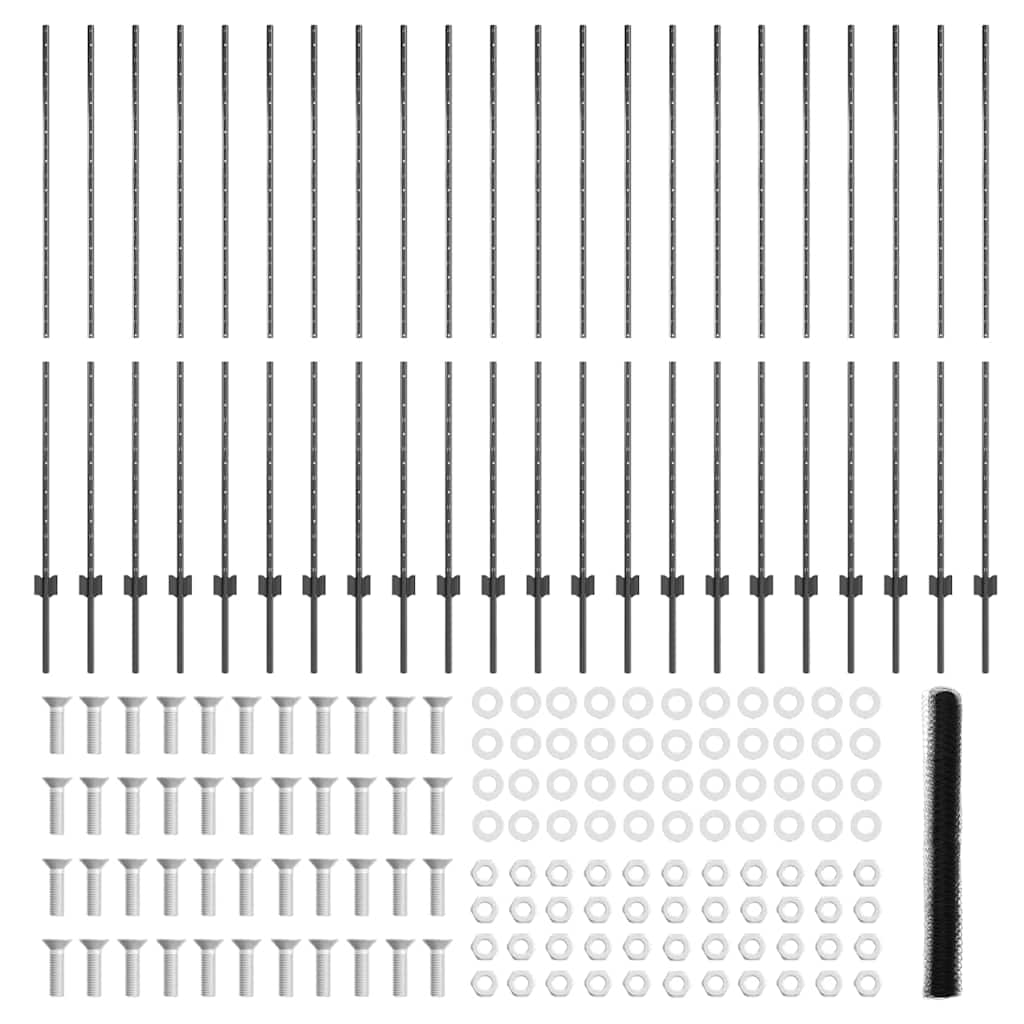 Ατσάλινα Κολωνάκια vidaXL 22 τμχ U-Channel Γκρι 150 εκ.