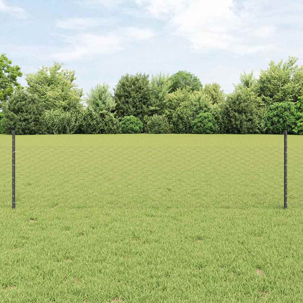 vidaXL Εξαγωνική Φράχτη με Στύλο 100 x 0,5 μ PVC-Επικαλυμμένο Ατσάλι