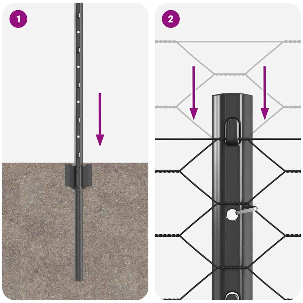 vidaXL Εξαγωνική Φράχτη με Στύλο 100 x 0,6 μ PVC-Επικαλυμμένο Ατσάλι