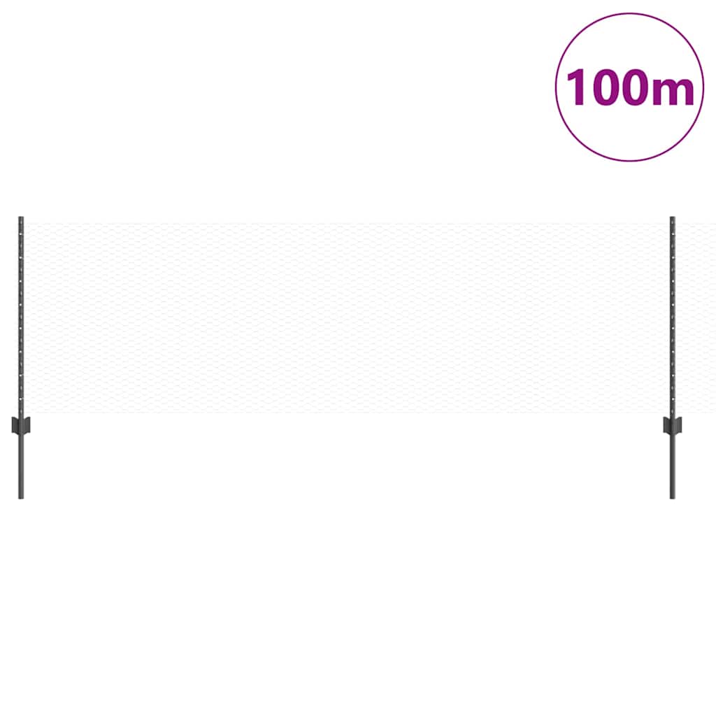 vidaXL Εξαγωνική Φράχτη με Στύλο 100 x 0,8 μ PVC-Επικαλυμμένο Ατσάλι