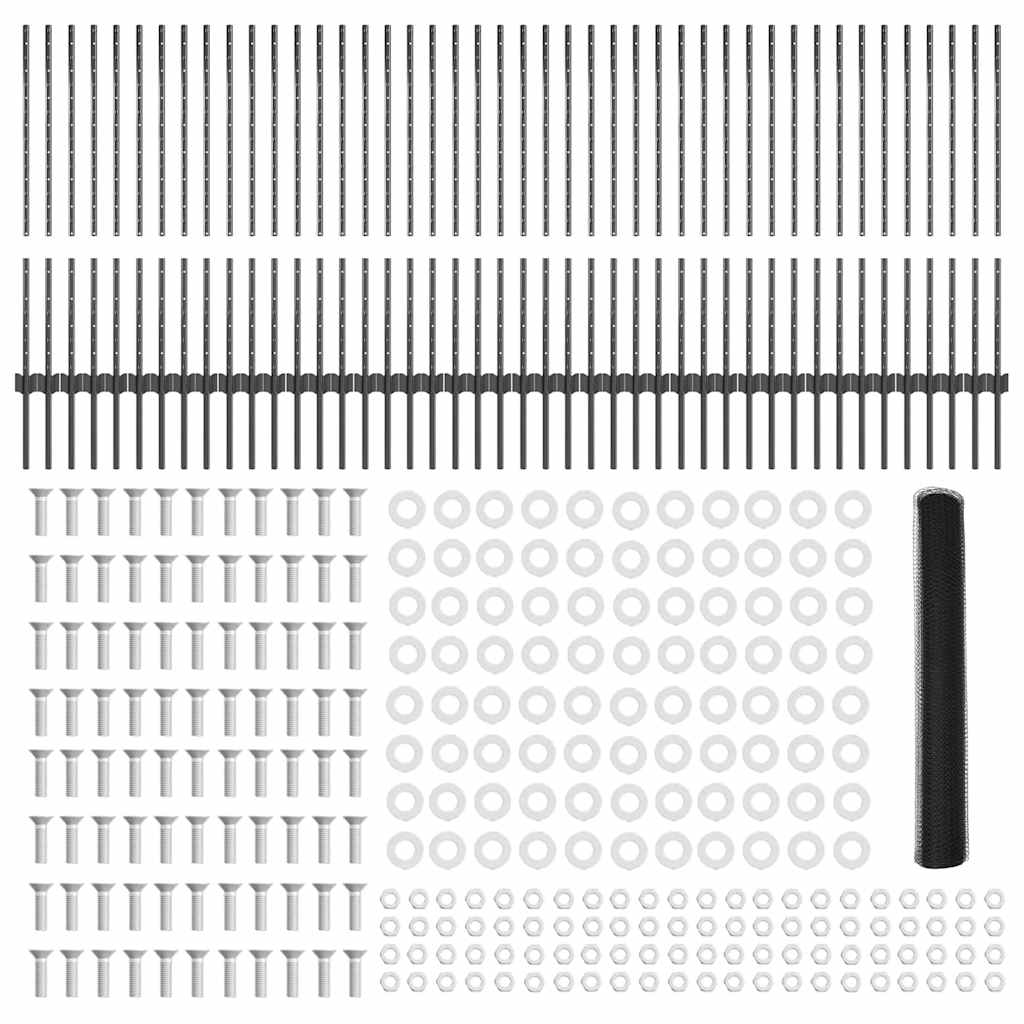 VidaXL Φράκτες 22 τεμ U-Channel Γκρι 100 εκ Χάλυβα