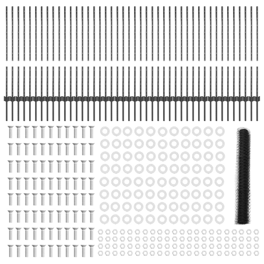 vidaXL Στύλοι Φράκτη 22 τεμ U-Channel Γκρι 100 εκ Ατσάλι