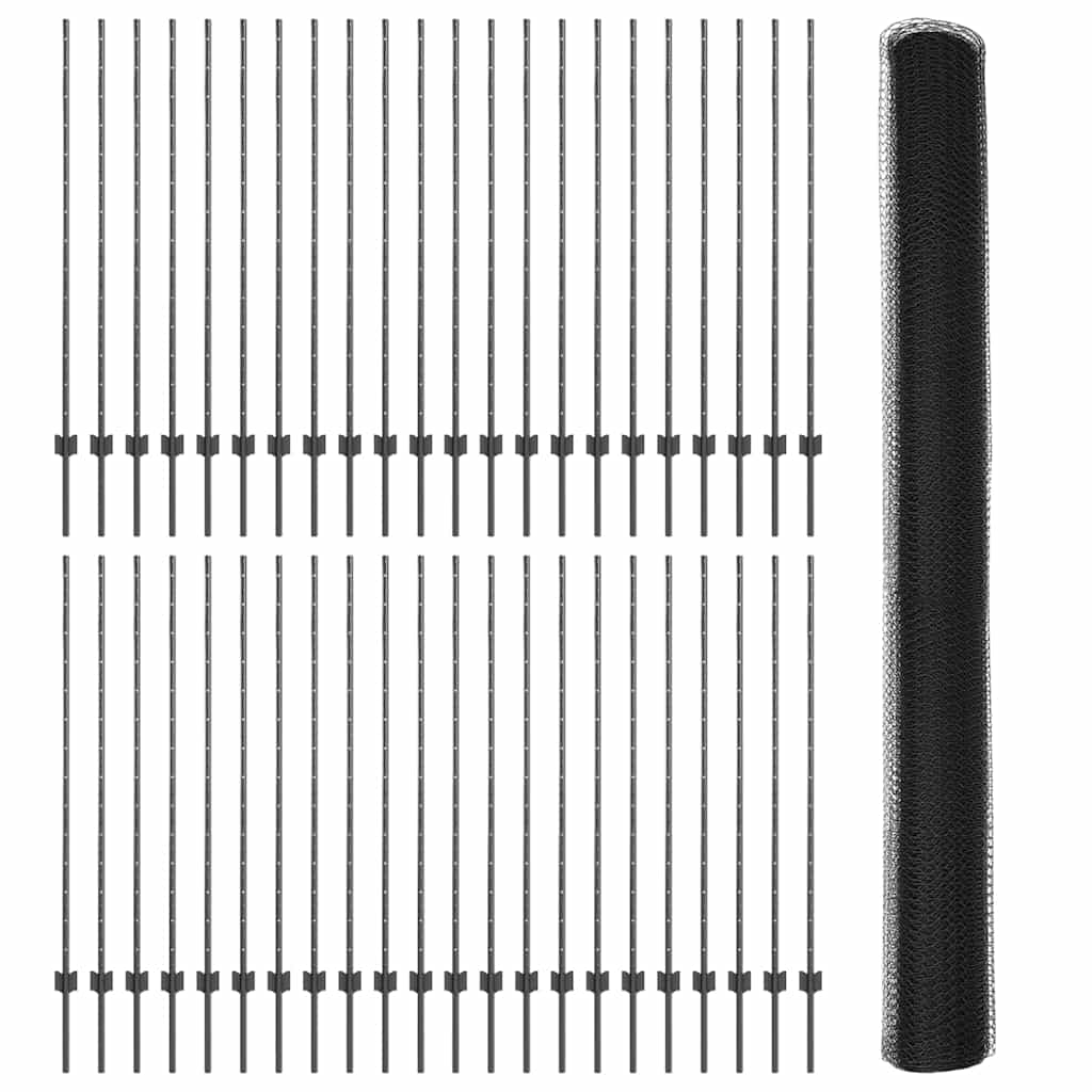 vidaXL Εξαγωνική Φράχτη με Στύλο 100 x 1,4 μ PVC-Επικαλυμμένο Ατσάλι
