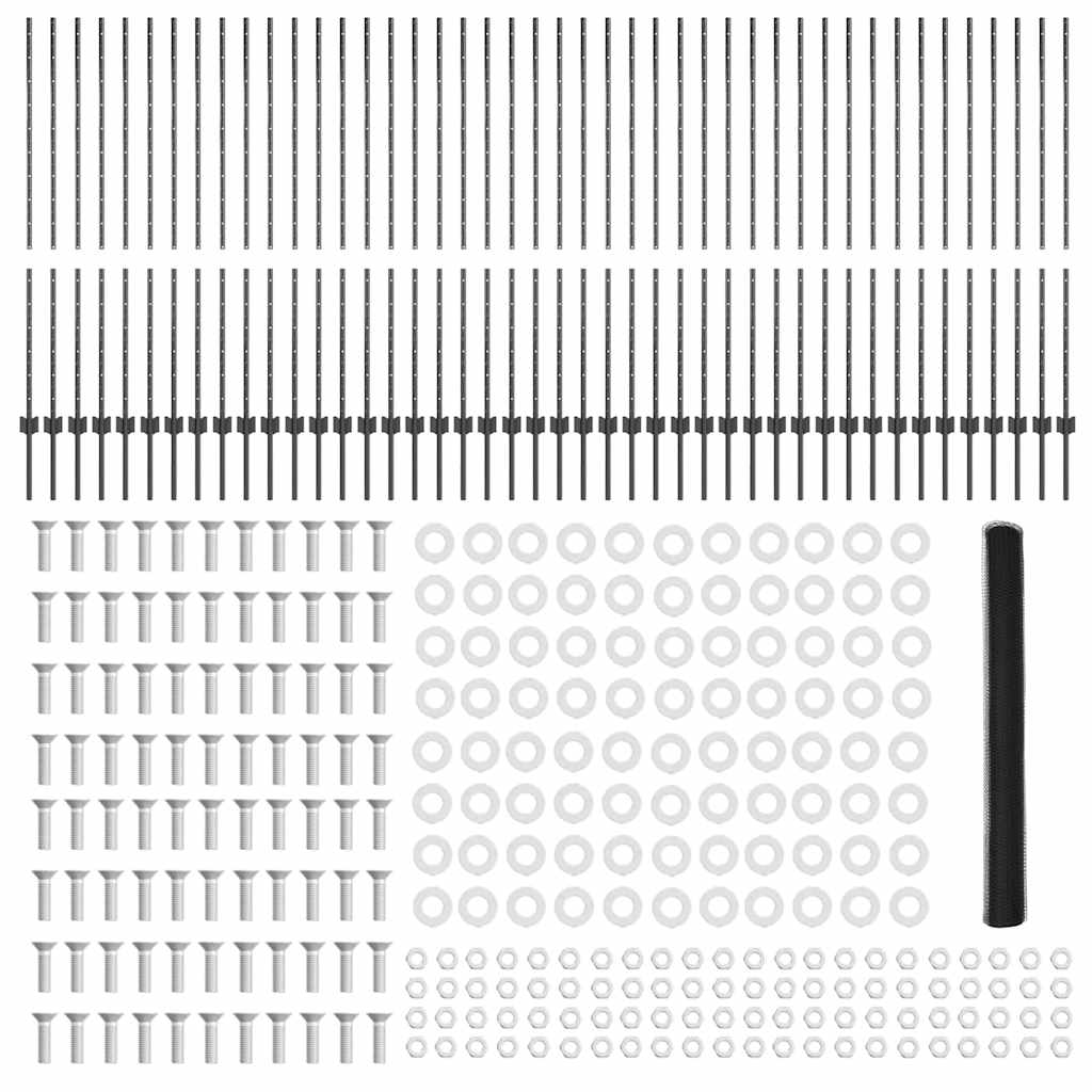 vidaXL Εξαγωνική Φράχτη με Στύλο 100 x 1,4 μ PVC-Επικαλυμμένο Ατσάλι