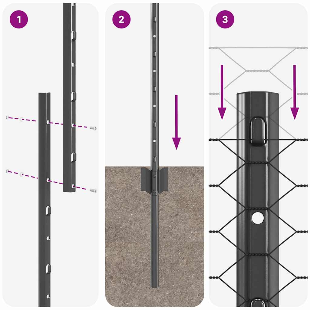vidaXL Εξαγωνική Φράχτη με Στύλο 100 x 1,4 μ PVC-Επικαλυμμένο Ατσάλι