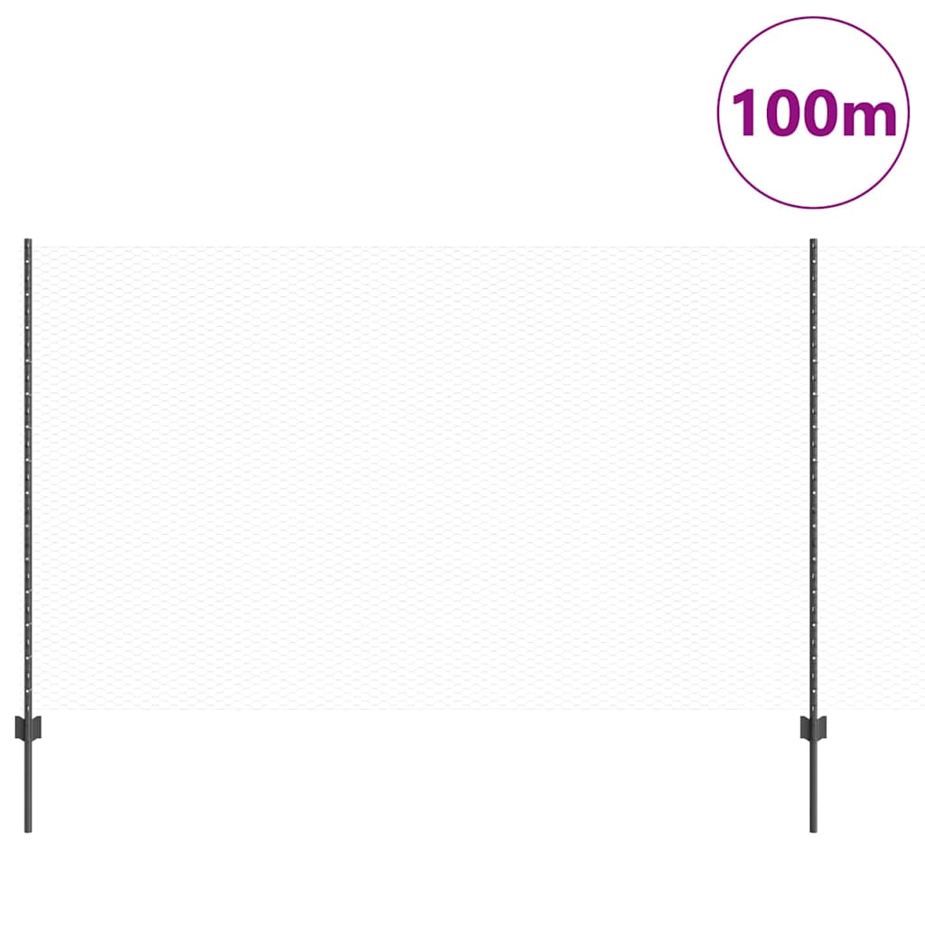 vidaXL Εξαγωνική Φράχτη με Στύλο 100 x 1,4 μ PVC-Επικαλυμμένο Ατσάλι