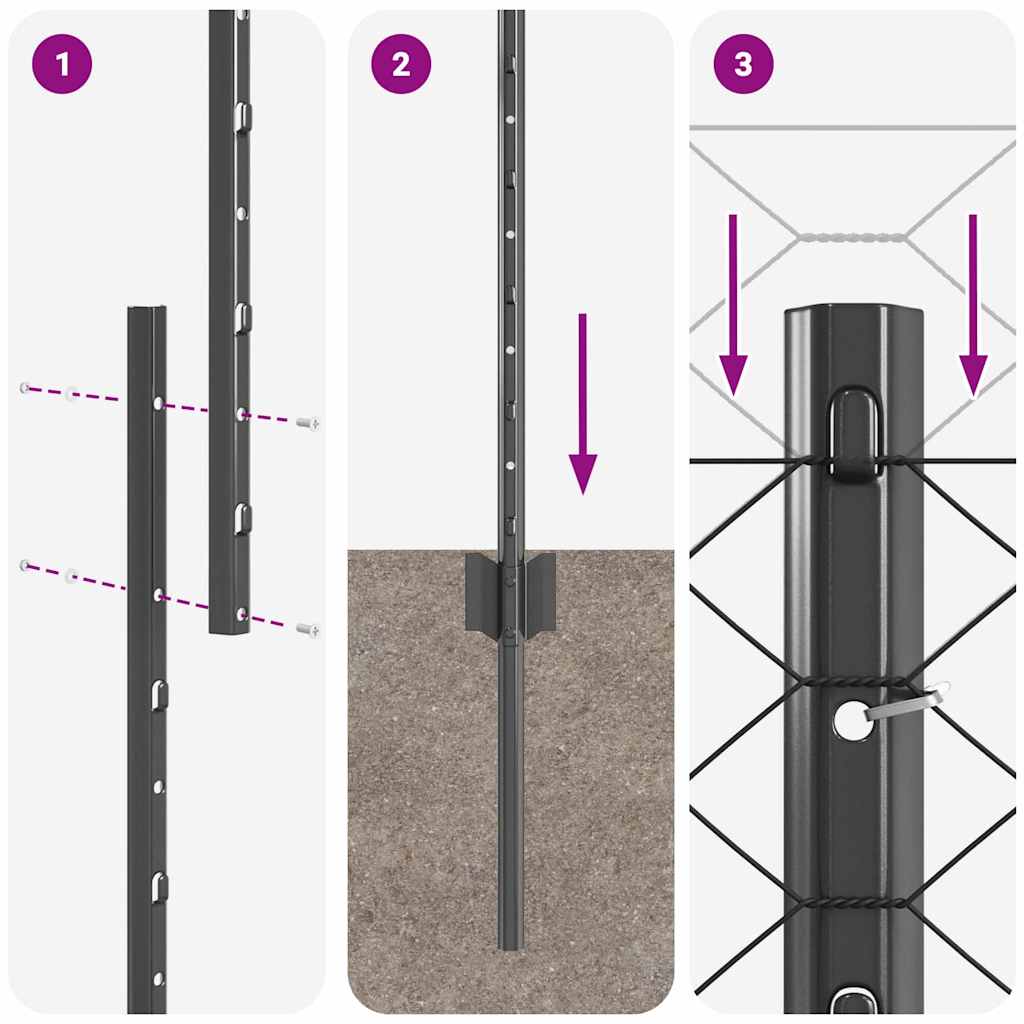 vidaXL Εξαγωνική Φράχτη με Στύλο 100 x 1,4 μ PVC-Επικαλυμμένο Ατσάλι