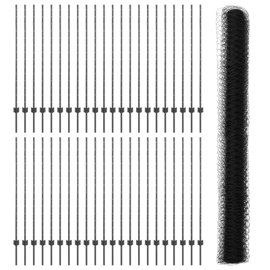 vidaXL Εξαγωνική Φράχτη με Στύλο 100 x 1,4 μ PVC-Επικαλυμμένο Ατσάλι