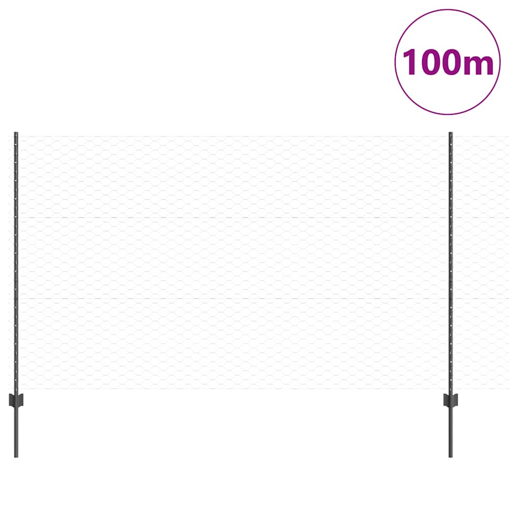 vidaXL Εξαγωνική Φράχτη με Στύλο 100 x 1,4 μ PVC-Επικαλυμμένο Ατσάλι