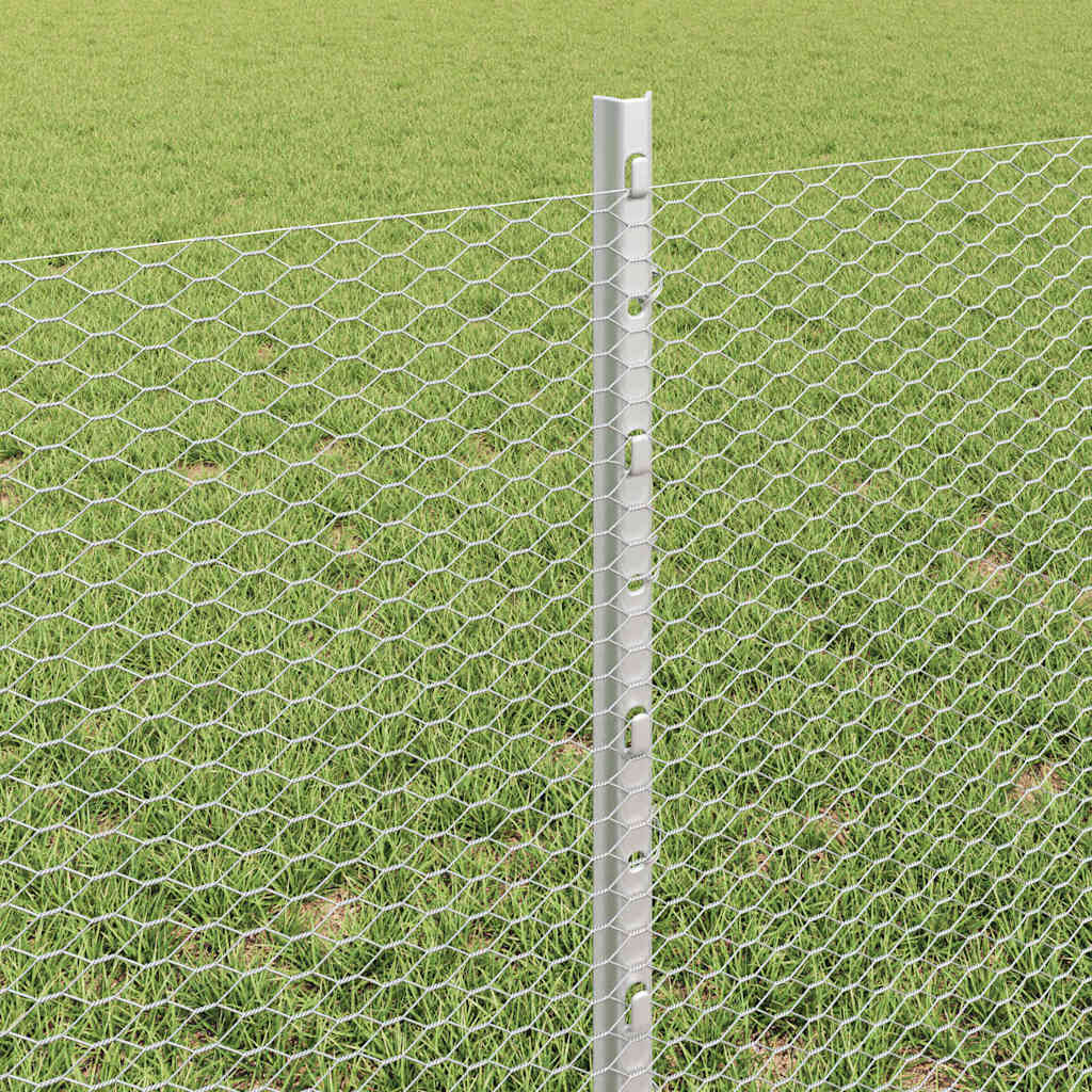 vidaXL Φράχτης με Στήλες. Ασημί 0.6 x 10 μ Ατσάλι