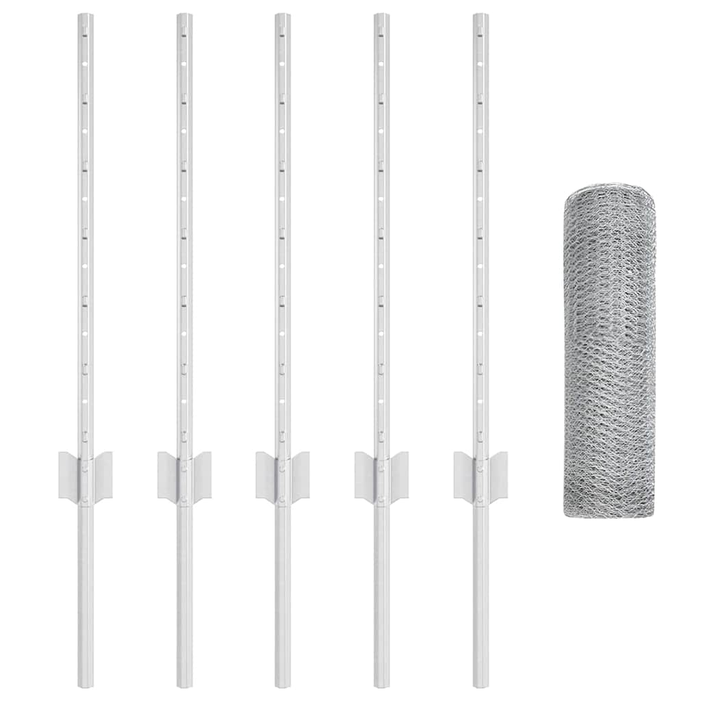 vidaXL Φράχτης με Στήλες. Ασημί 0.6 x 10 μ Ατσάλι