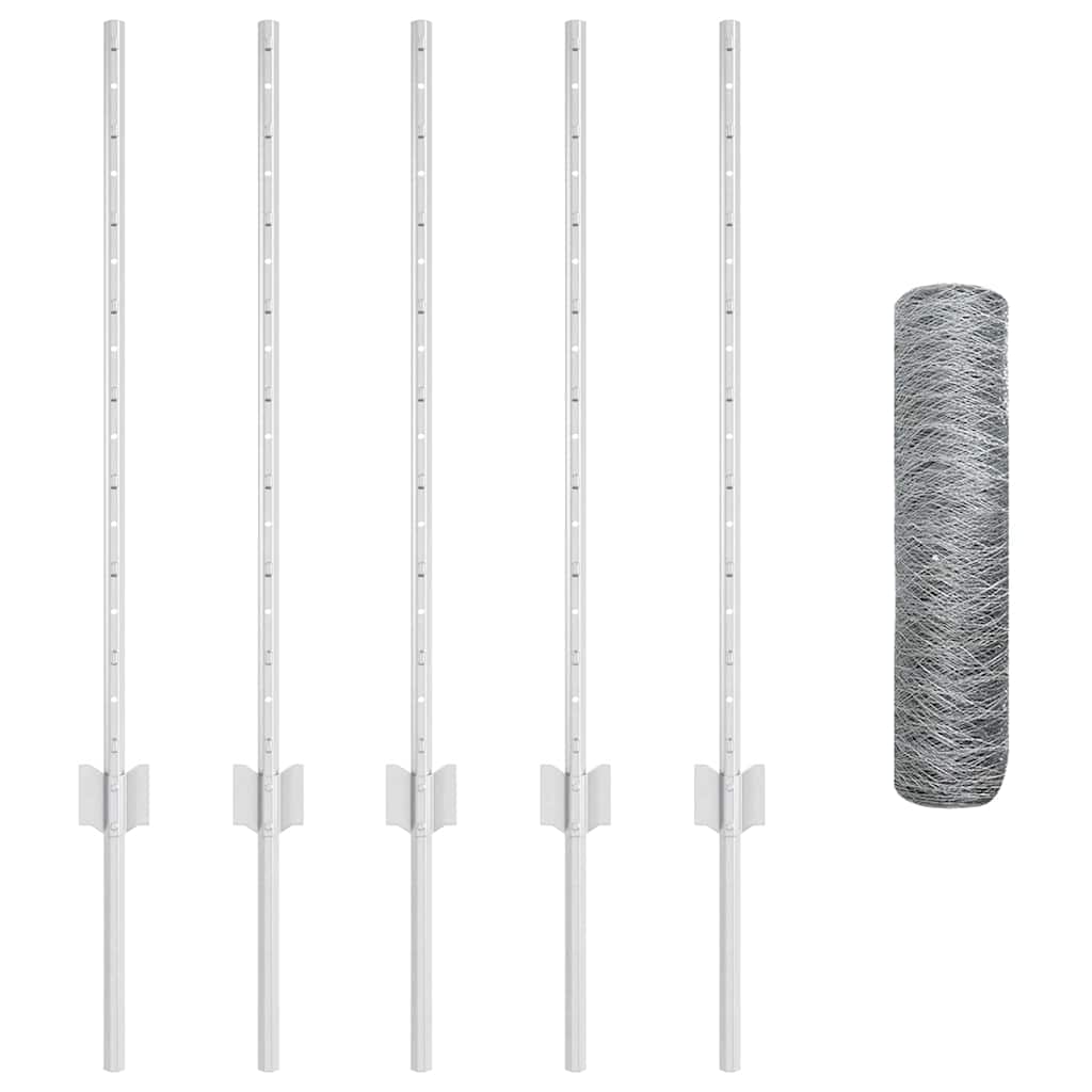 vidaXL Στύλοι Φράκτη 5 τμχ U-Channel 80 εκ Γαλβανισμένο Ατσάλι