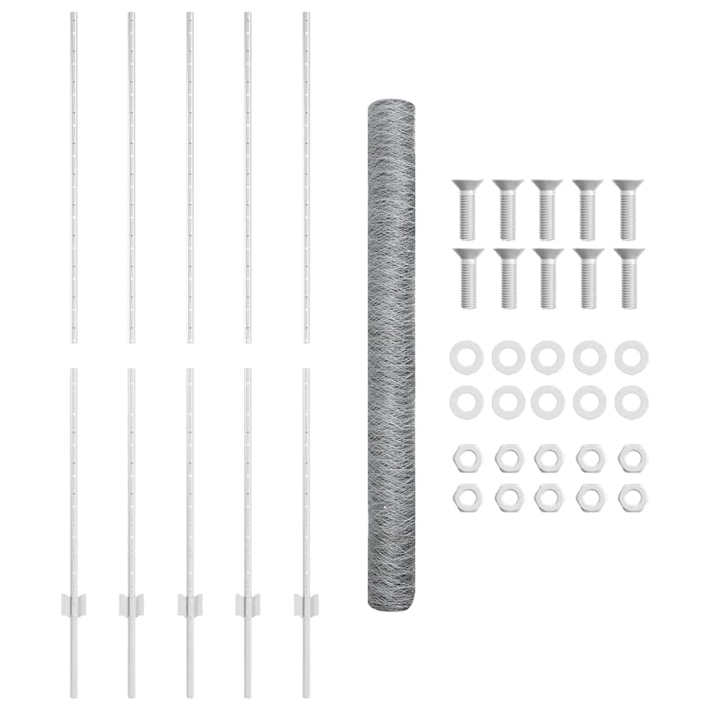 vidaXL Τείχος και Πόστ Ασημί 1,6 x 10 m Ατσάλι