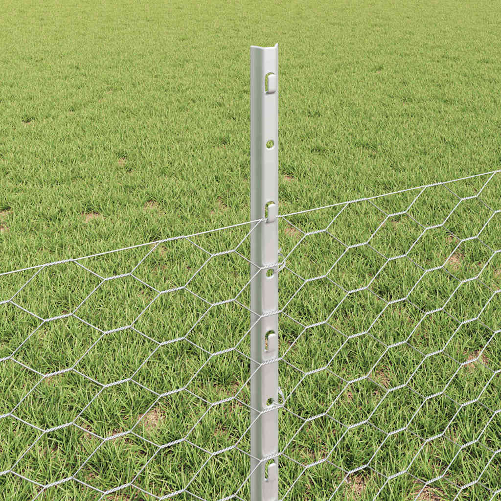 vidaXL Εξαγωνική Φράχτη με Στύλο 25 x 0,5 m Γαλβανισμένος Χάλυβας