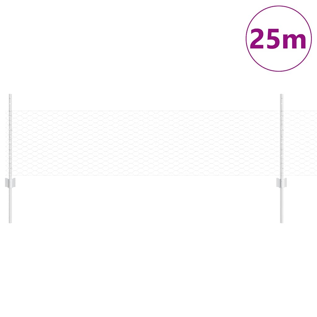 vidaXL Εξαγωνική Φράχτη με Στύλο 25 x 0,5 m Γαλβανισμένος Χάλυβας
