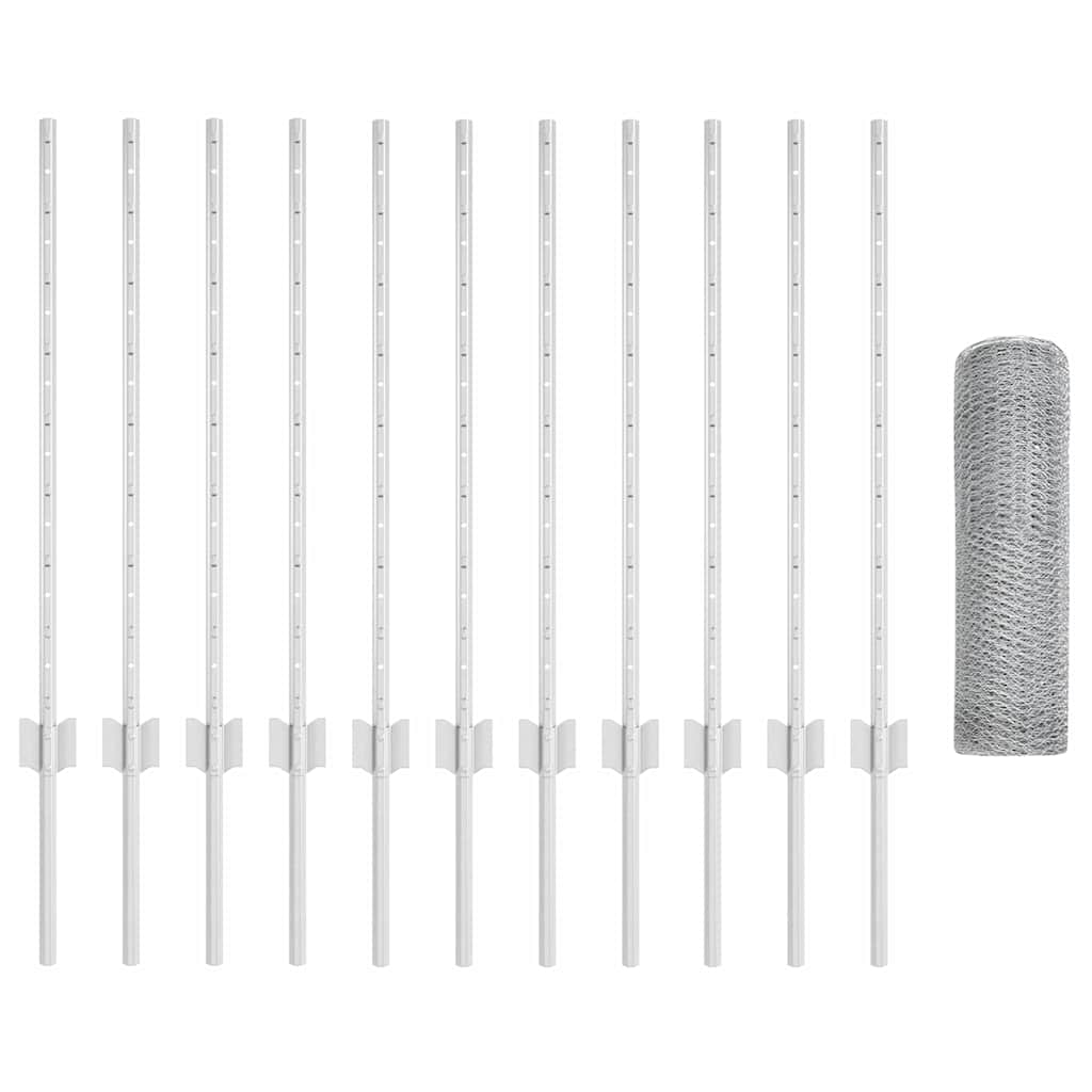 vidaXL Στυλοί Φράχτη 11 τμχ U-Channel 80 εκ. Γαλβανισμένο Ατσάλι