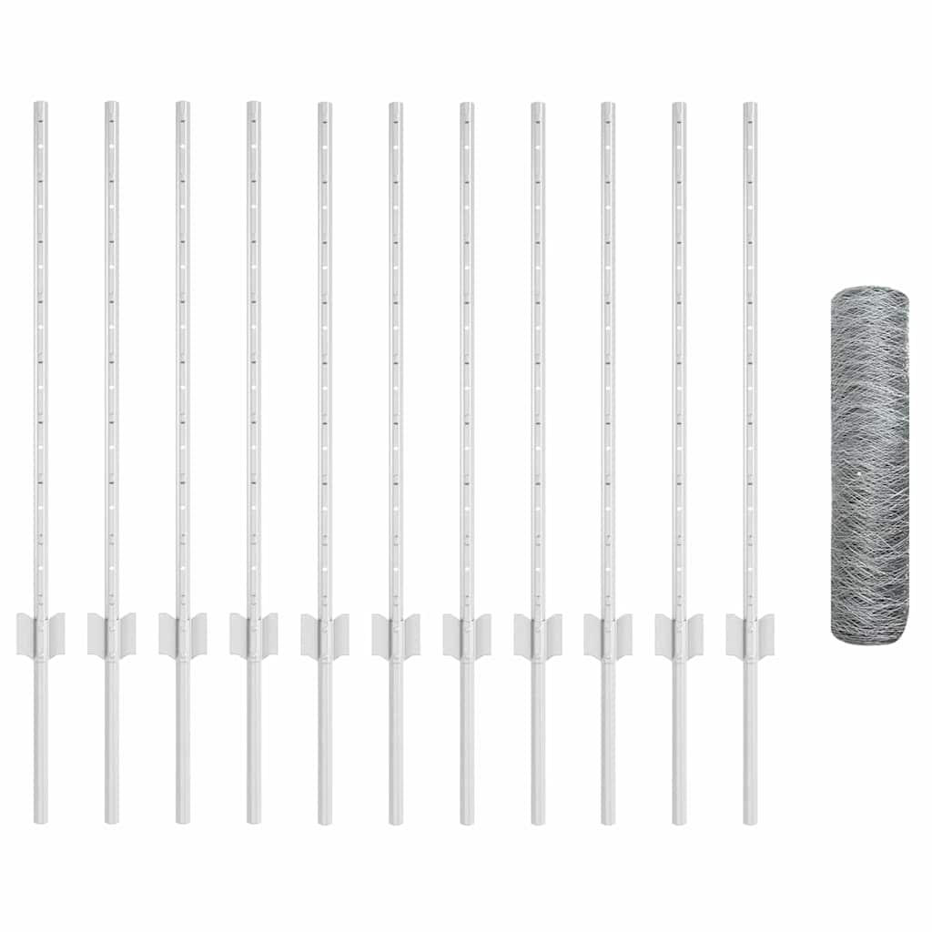 vidaXL Τείχος και Πόστ Ασημί 0,8 x 25 m Ατσάλι