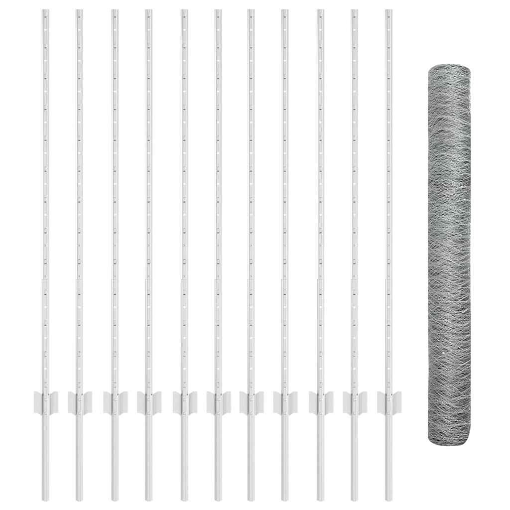 vidaXL Σετ Φράχτης Κήπου Σετ 2 τεμαχίων Γαλβανισμένο ατσάλι 25 x 1,2 μ.