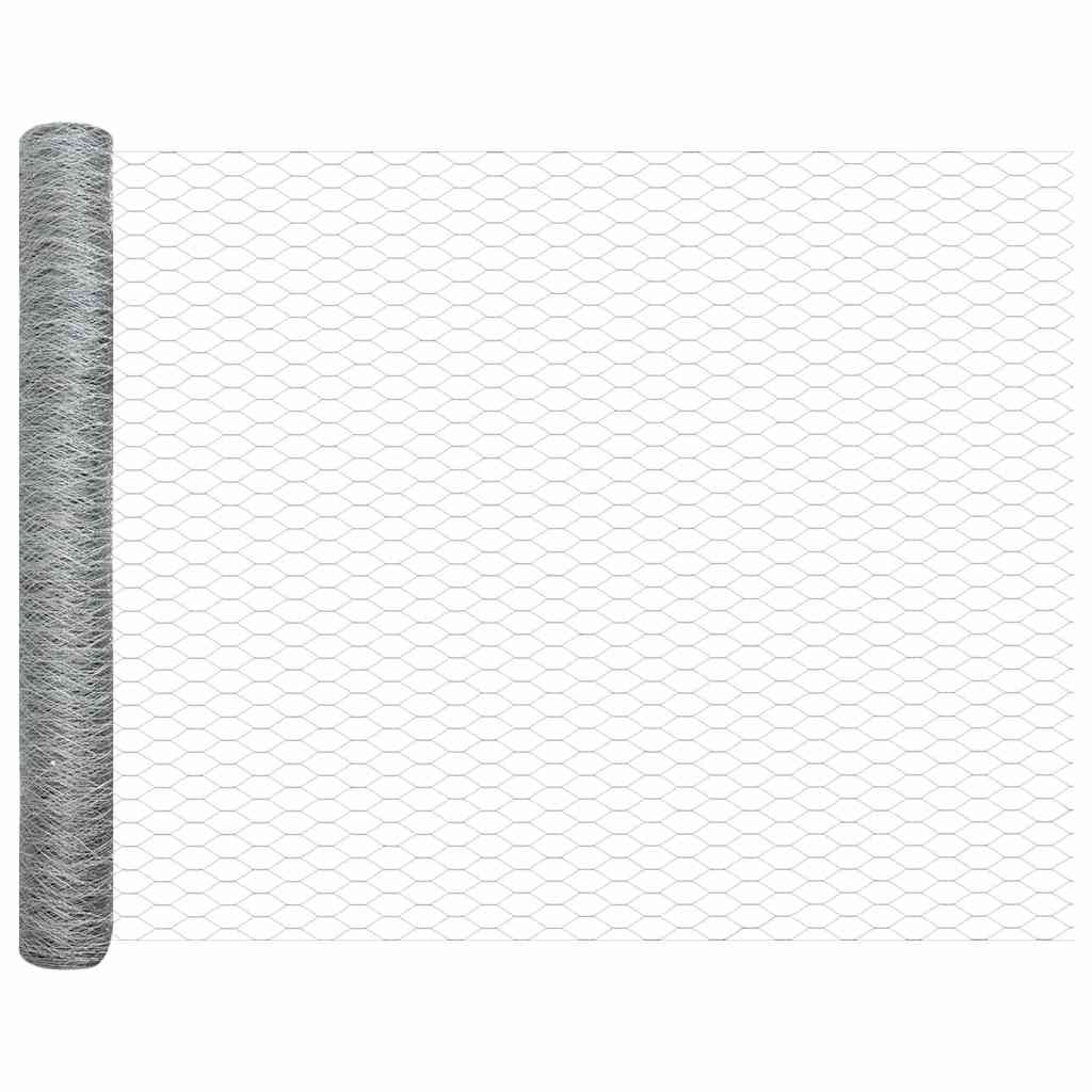 vidaXL Εξαγωνική Φράχτη με Στύλο 25 x 1,2 μ Γαλβανισμένος Χάλυβας