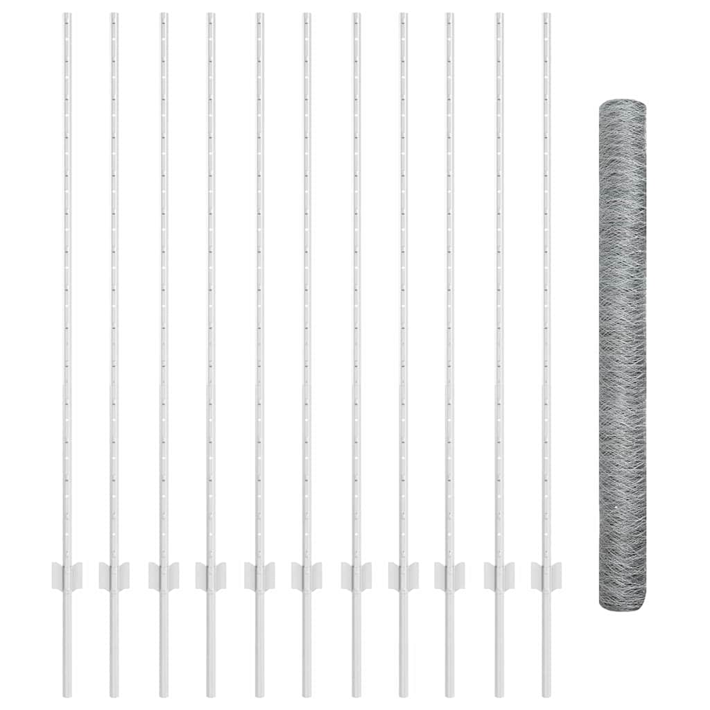 Πόλοι Φράχτη vidaXL 22 τεμ U-Channel 140 εκ Γαλβανισμένο Ατσάλι