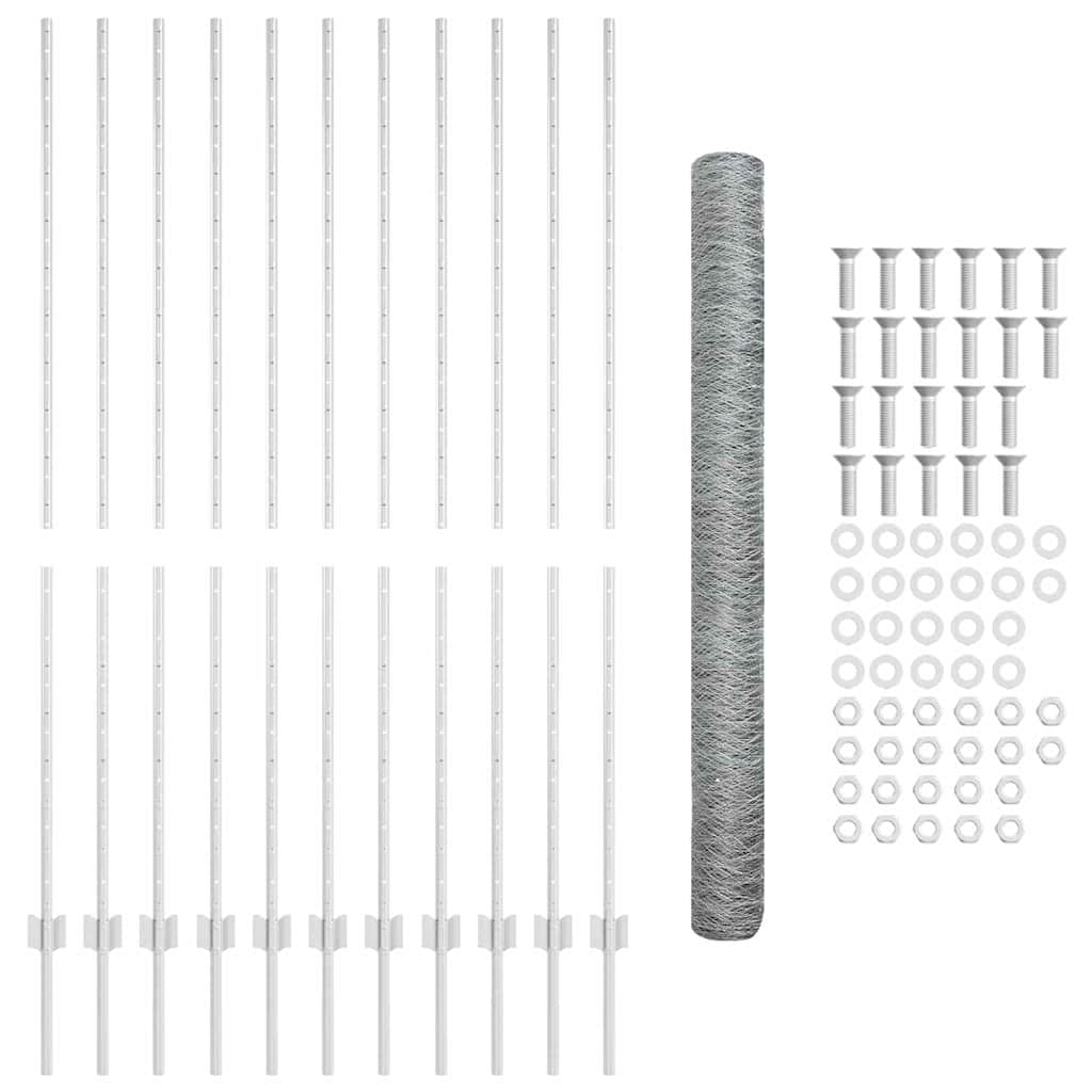 vidaXL Σετ Φράχτη Γαλβανισμένου Χάλυβα Σετ των 2 Γαλβανισμένος Χάλυβας