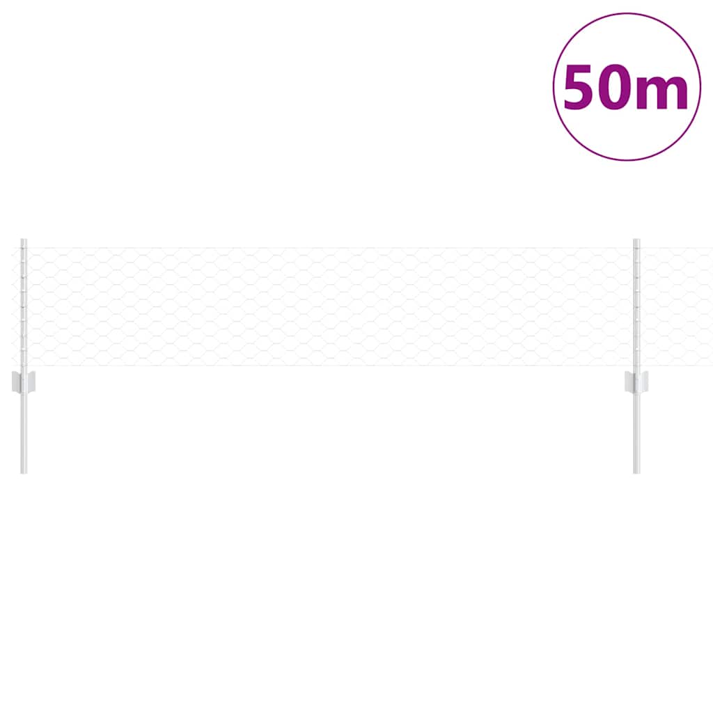 vidaXL Εξαγωνική Φράχτη με Στύλο 50 x 0,4 μ Γαλβανισμένος Χάλυβας