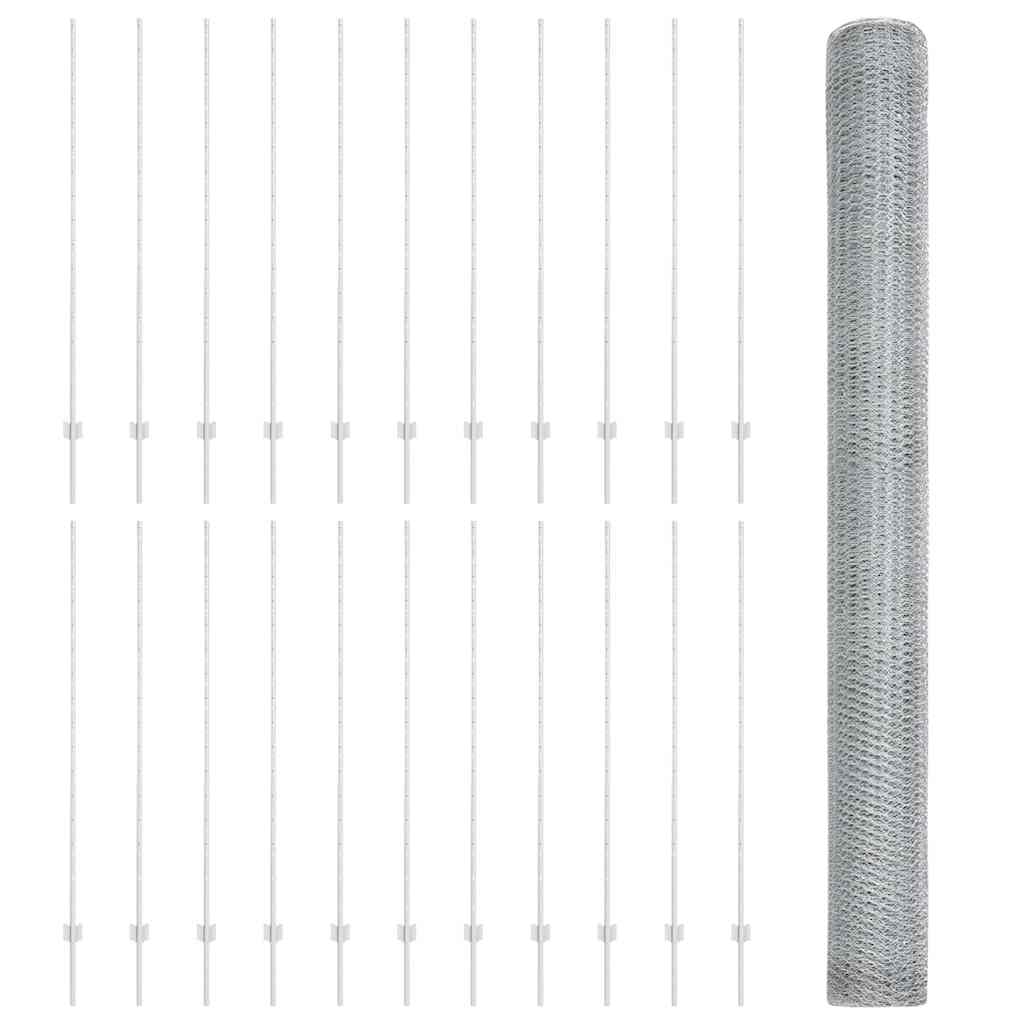 vidaXL Στυλοί Φράκτη 22 τεμ U-Channel 160 εκ Γαλβανισμένο Ατσάλι